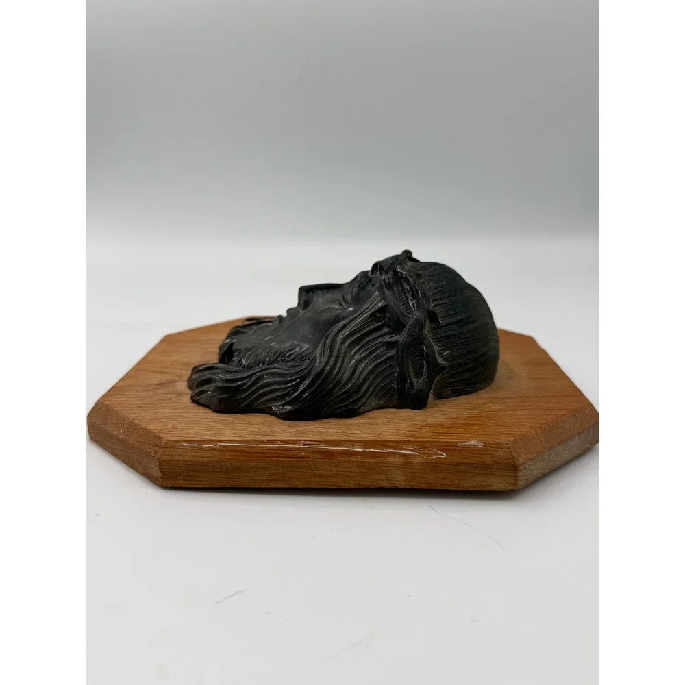Jesus‎ Wall Plaque Religious Brown Metal Relief Wood Octagon Decor 7